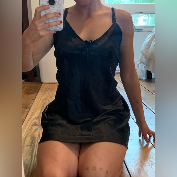 Black Satin Slip Dress - Picture 1 of 3